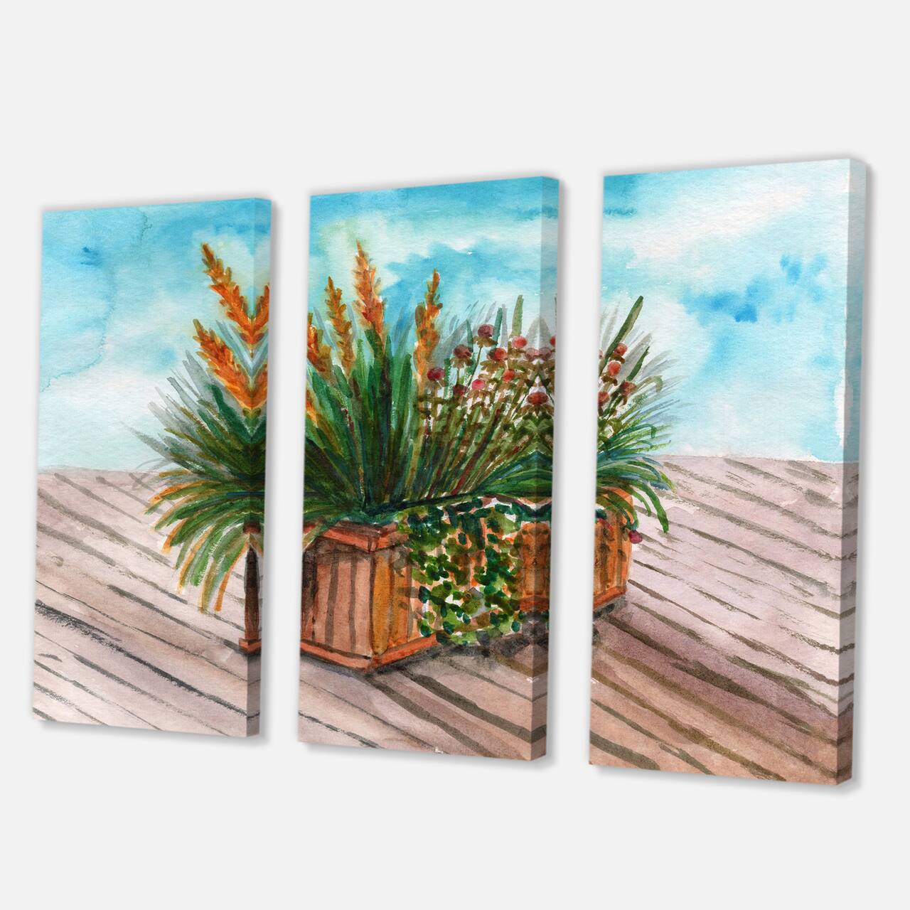 Designart - Yellow Spikelets of Houseplant With Green Stems - Traditional Canvas Wall Art Print